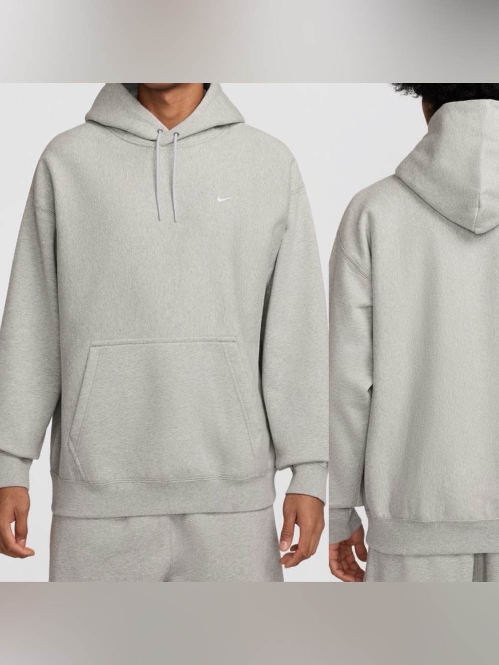 NIKE Fleece Hoodie in Gray Heather/White sz M NWOT